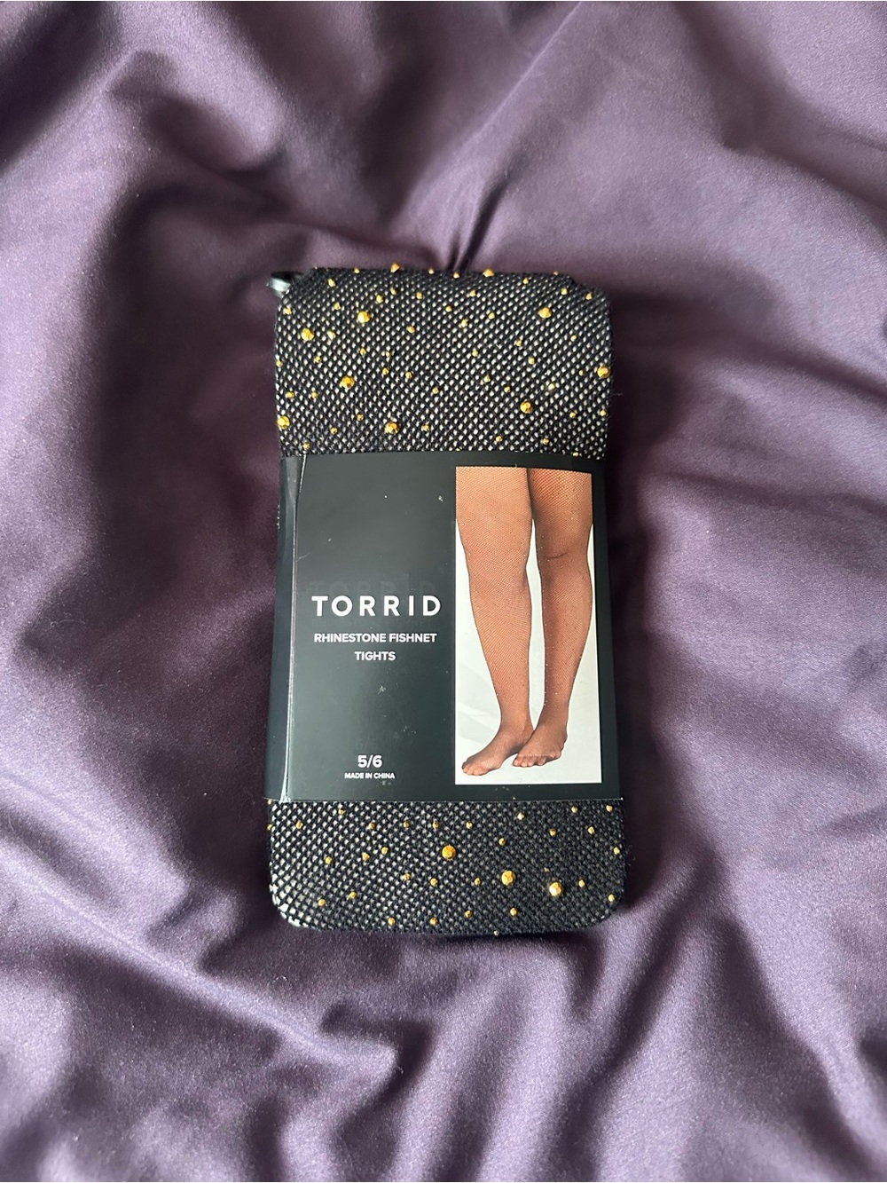 torrid Black Fishnet Tights with Gold Rhinestones
